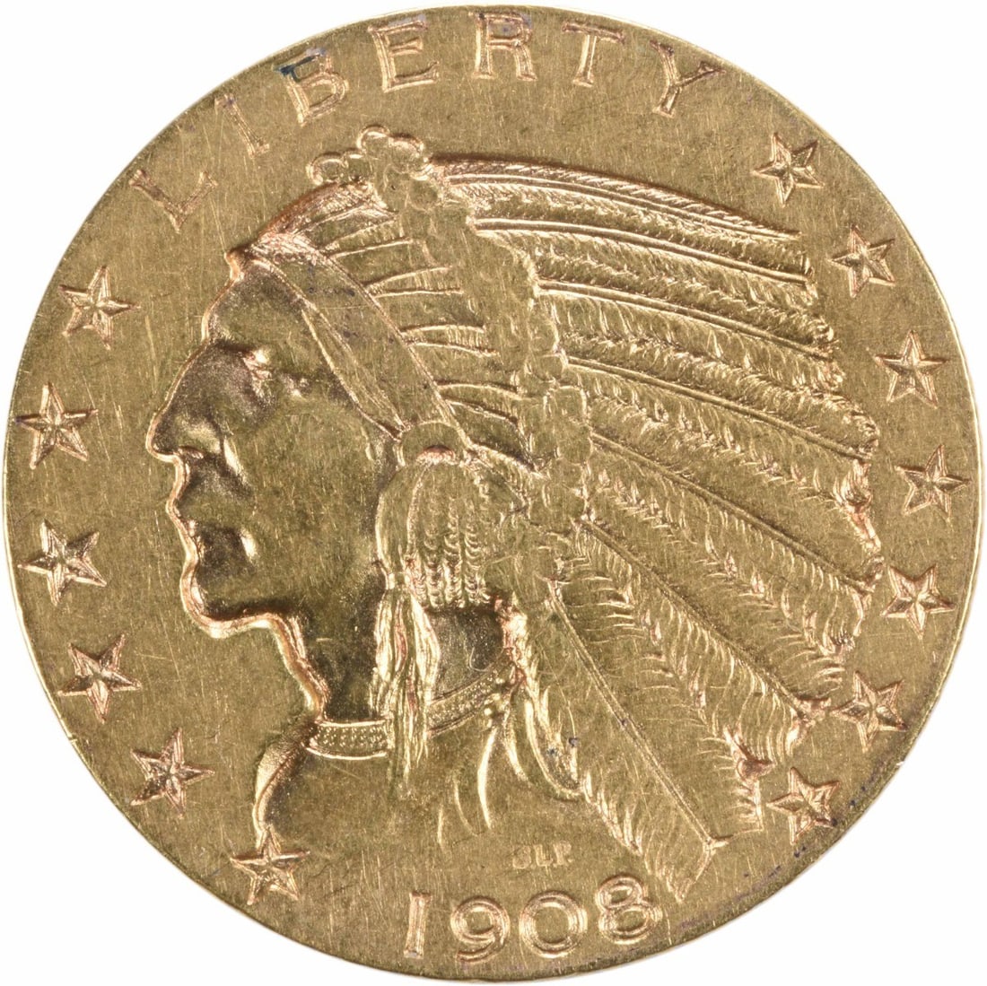 1908 $5 Gold Indian Coin by Bela Lyon Pratt Uncertified (1 of 2)