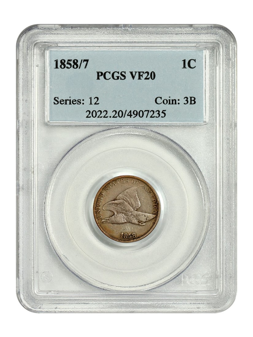 PCGS VF20 Flying Eagle Cent 1858 Overdate 1C Variety (1 of 4)
