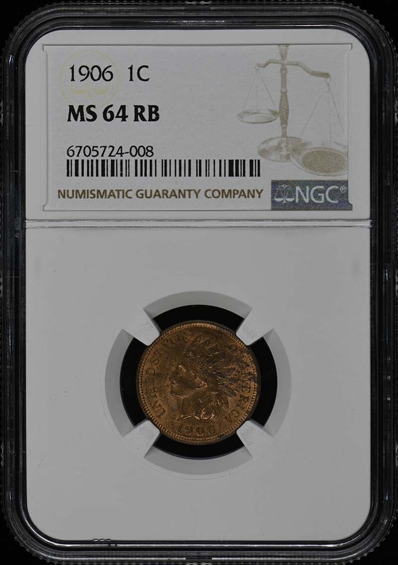 1906 NGC MS64RB Bronze Indian Cent Uncirculated (1 of 2)