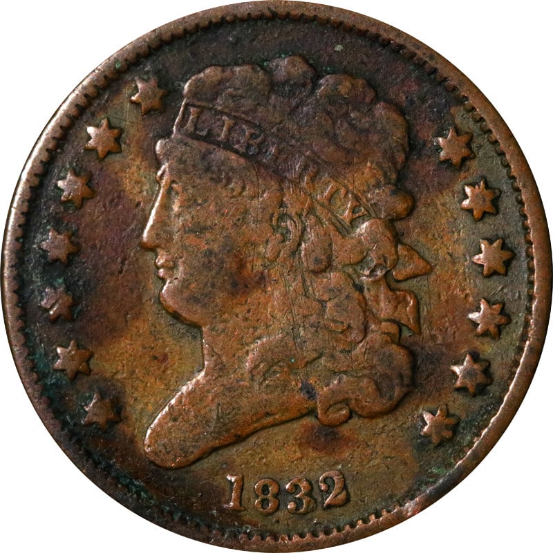 1832 Half Cent Copper Coin Circulated UNCERTIFIED Classic (1 of 2)