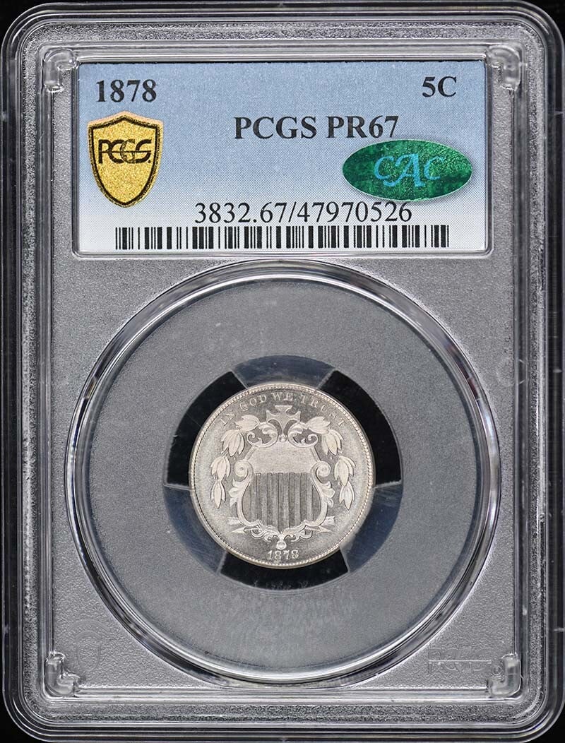 1878 Shield Nickel PCGS PR67 CAC Uncirculated Proof Coin (1 of 4)