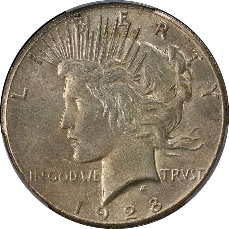 1928-P Peace Dollar PCGS MS63 Key Date Silver Coin (1 of 4)