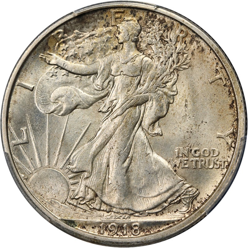 1918-S Walking Liberty Half PCGS MS64 Silver Coin Nice Eye Appeal: 1918-S Walking Liberty Half PCGS MS64 Silver Coin Nice Eye Appeal This stunning 1918-S Walking Liberty Half showcases exceptional eye appeal, highlighted by its brilliant luster and remarkable strike.