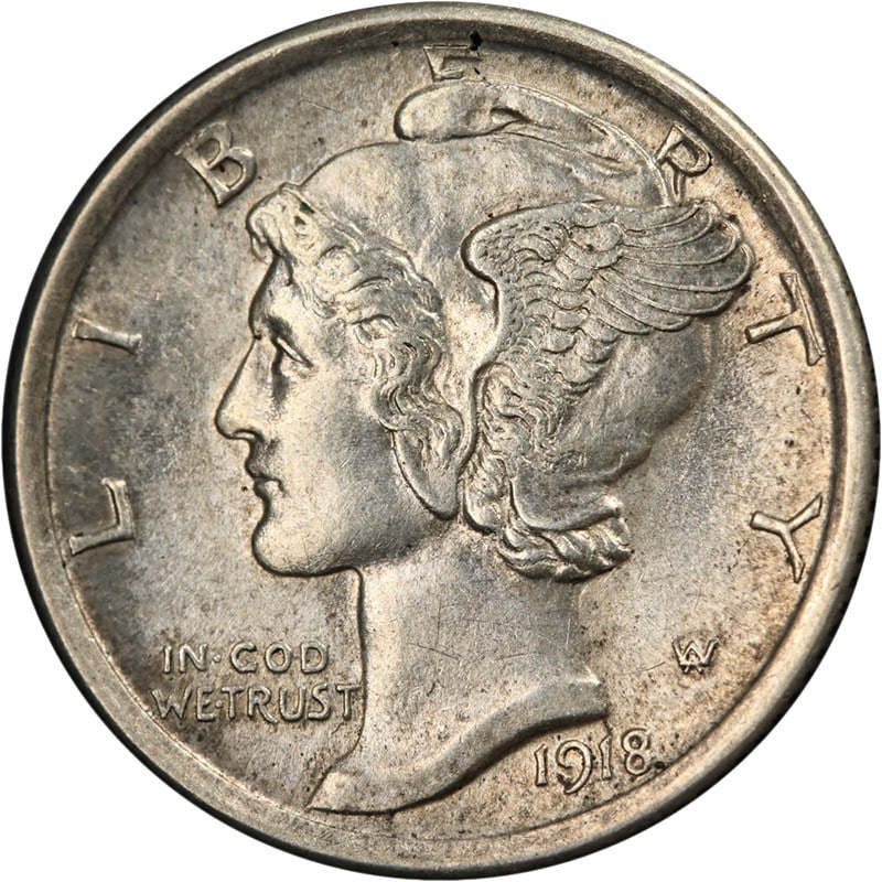 1918-P Mercury Dime Silver BU+ Full Split Bands Strong Strike (1 of 2)