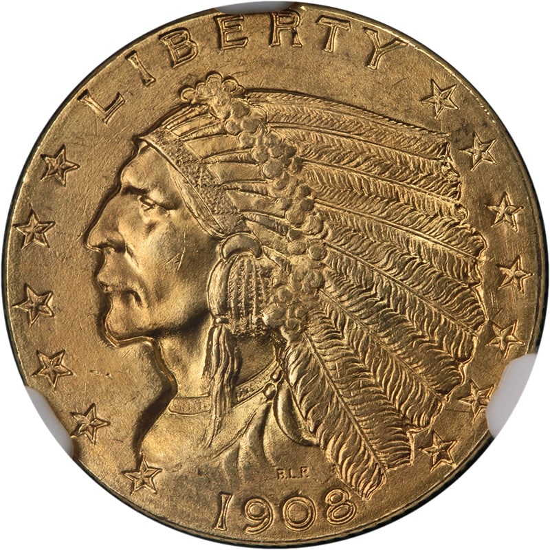 1908 Indian Gold $2.50 Coin NGC MS64 Superb Eye Appeal (1 of 4)