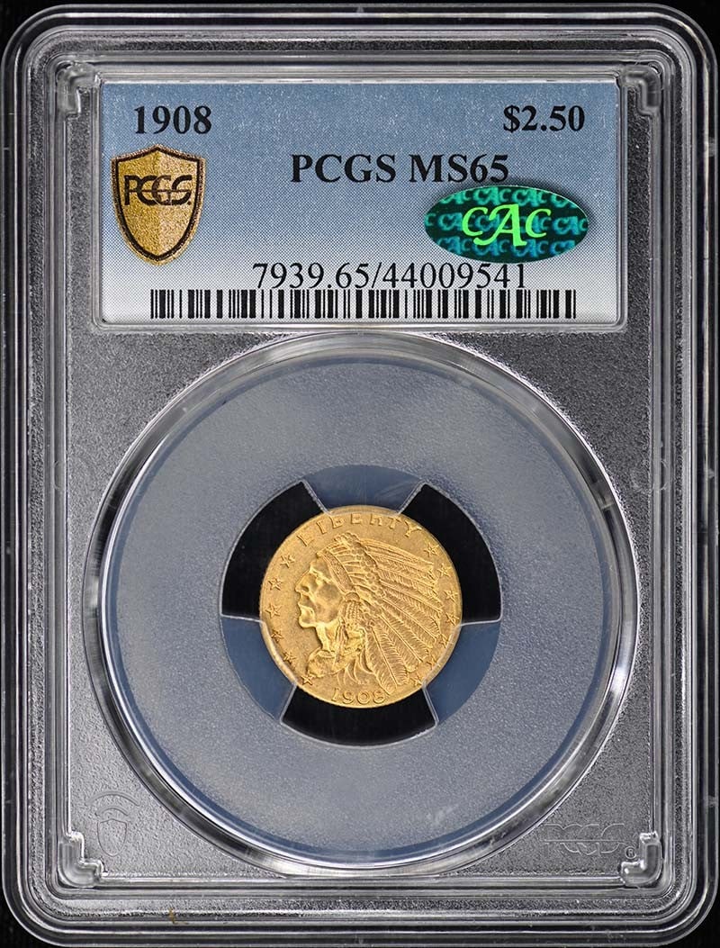 1908 Indian Head Quarter Eagle PCGS MS65 CAC Gold Coin (1 of 5)