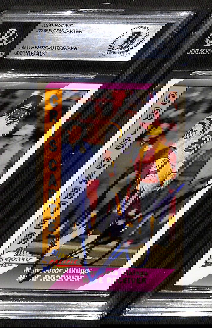 Cris Carter Signed 1991 Pacific #268B Card Beckett Authenticated (1 of 1)