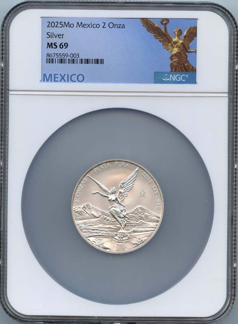 2025 Mexico 2 Onza Libertad Silver Coin NGC MS69 Low Mintage (1 of 2)
