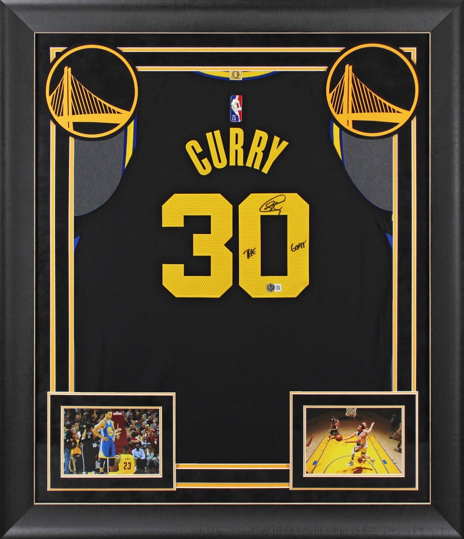 Stephen Curry Signed Black Nike City Edition Jersey Framed BAS (1 of 2)