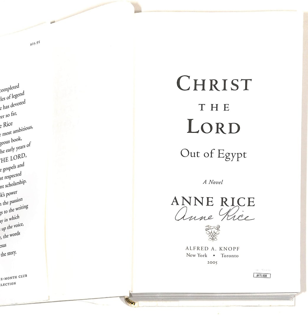 Anne Rice Signed Christ The Lord Out of Egypt HC Book JSA Authenticated (1 of 4)