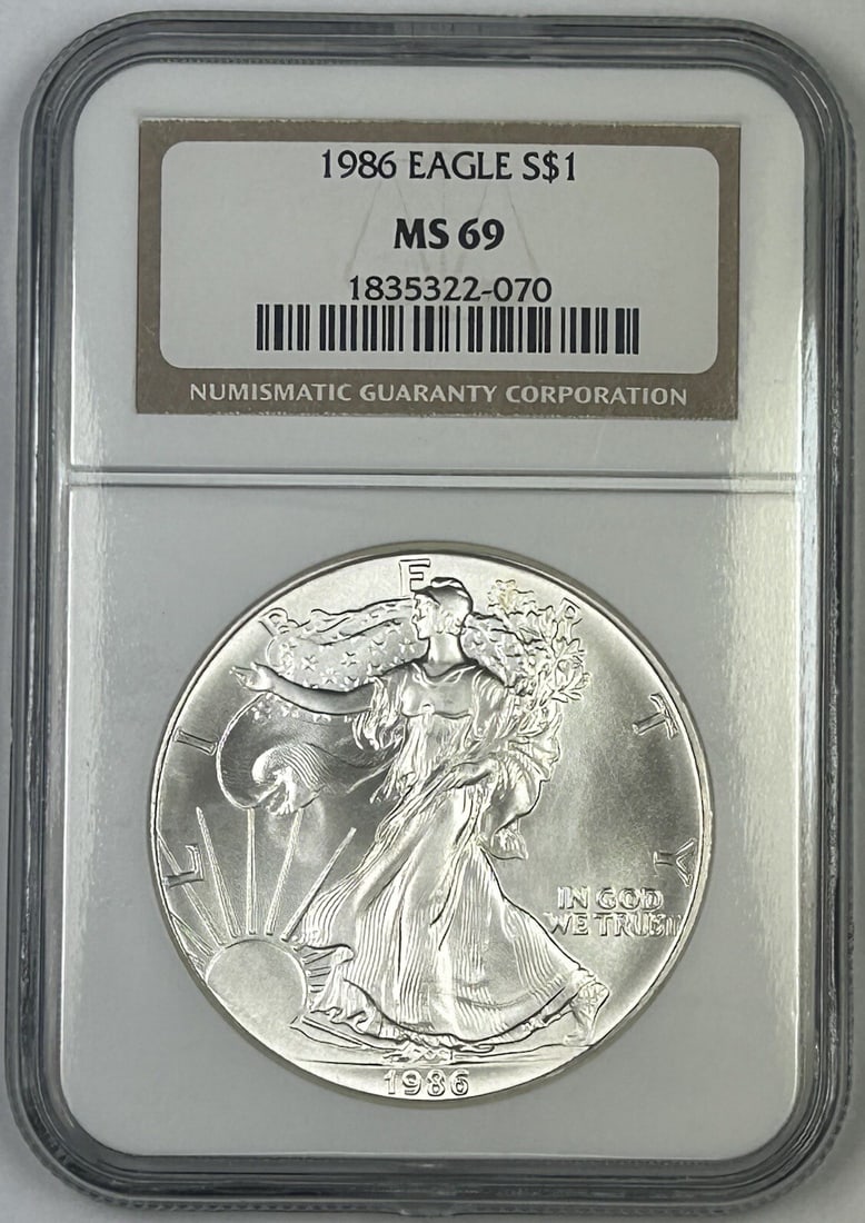1986 American Silver Eagle Coin NGC MS 69 Certified (1 of 2)