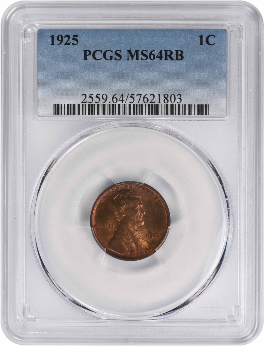 1925 Lincoln Cent MS64RB Uncirculated PCGS Certified Copper Coin (1 of 2)