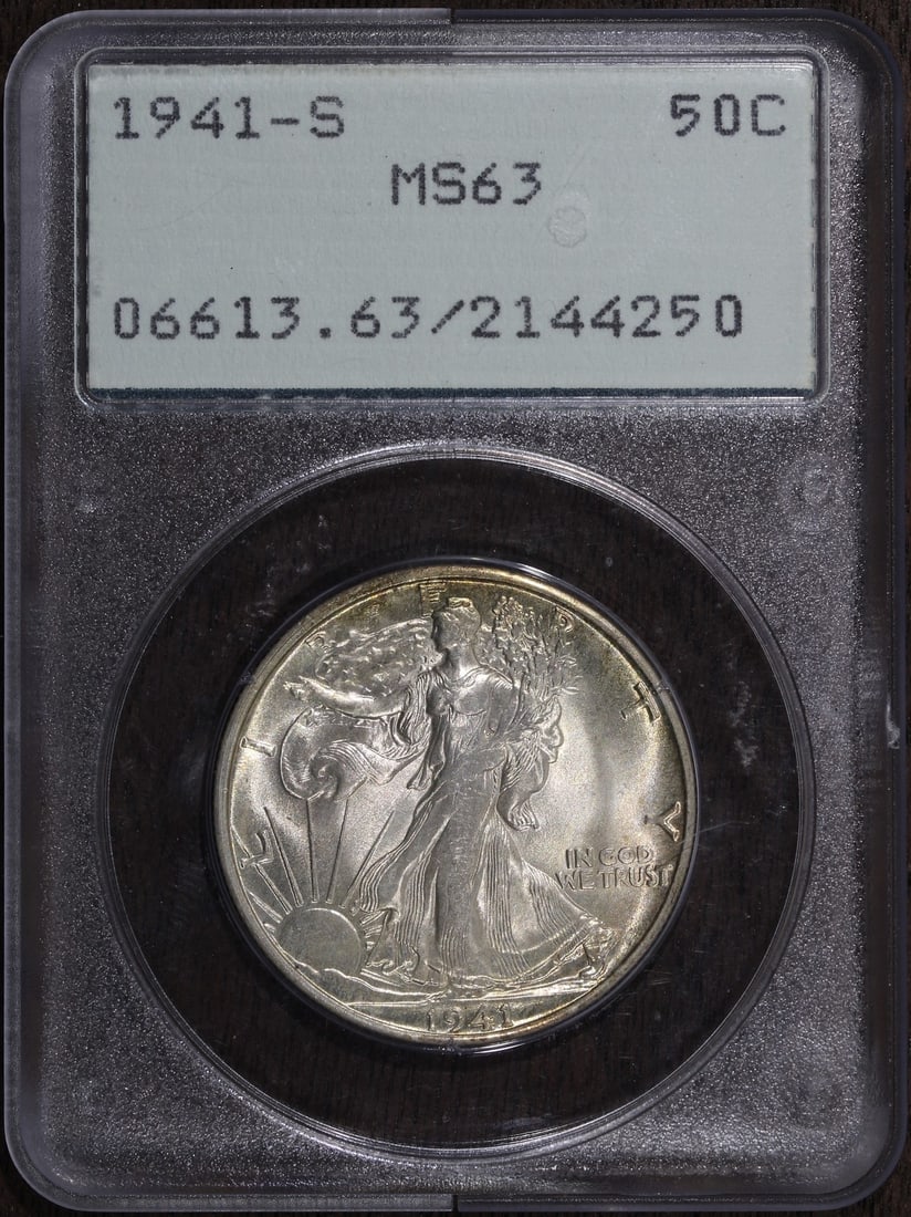 1941-S Walking Liberty Half Dollar MS63 PCGS Rattler Silver Coin (1 of 4)