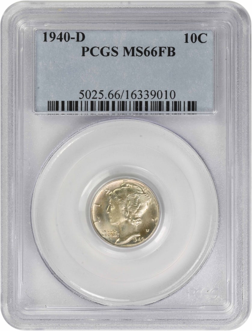 1940-D/D Mercury Dime MS66FB PCGS Certified 90% Silver (1 of 4)