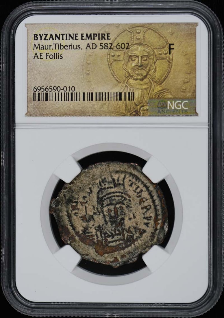 Maur Tiberius Byzantine AE Follis 40 Nummi NGC F12 Coin (1 of 2)