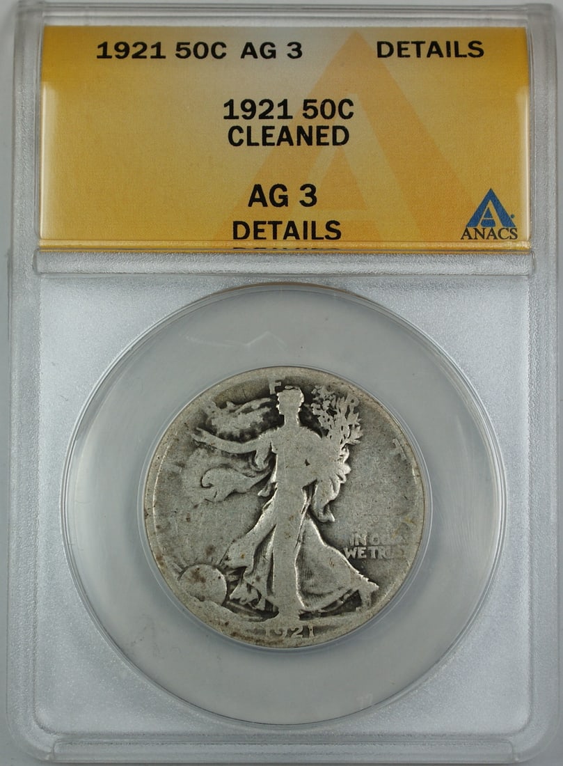 1921 Walking Liberty Silver Half Dollar ANACS AG-3 Certified Coin (1 of 2)