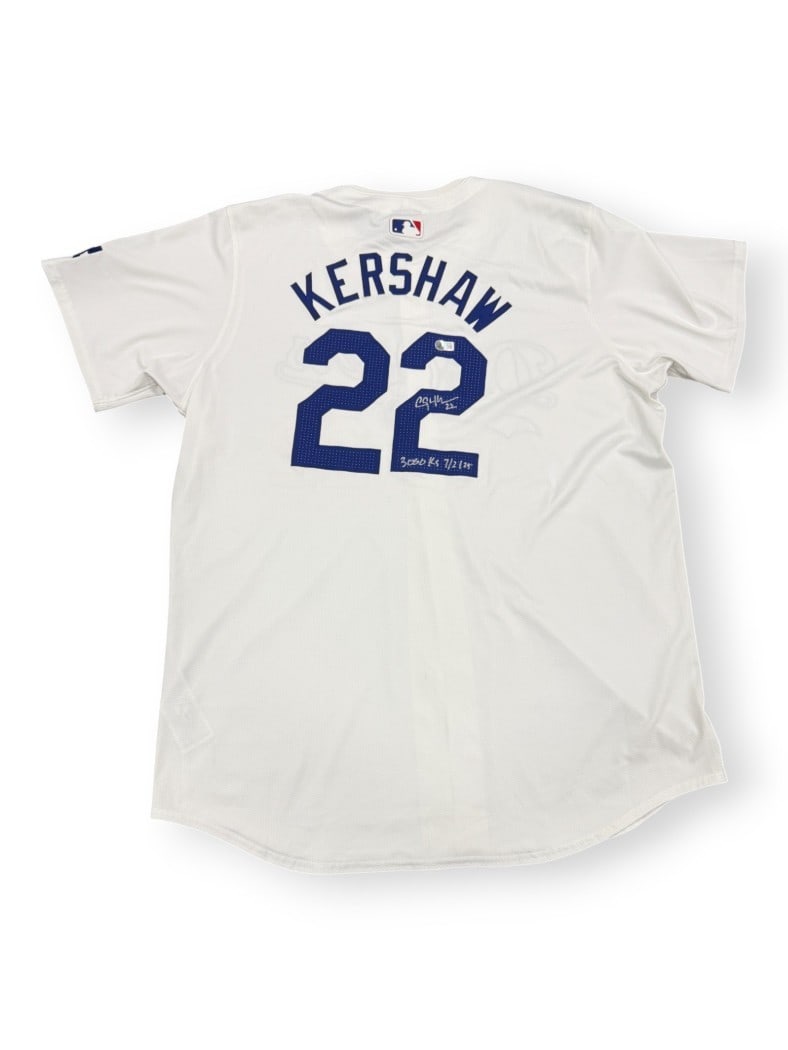 Clayton Kershaw Signed Dodgers Jersey 3000 Ks Beckett Authenticated: Clayton Kershaw Signed Dodgers Jersey 3000 Ks Beckett Authenticated Celebrate the remarkable achievement of Clayton Kershaw with this authentic Los Angeles Dodgers jersey, featuring his signature and