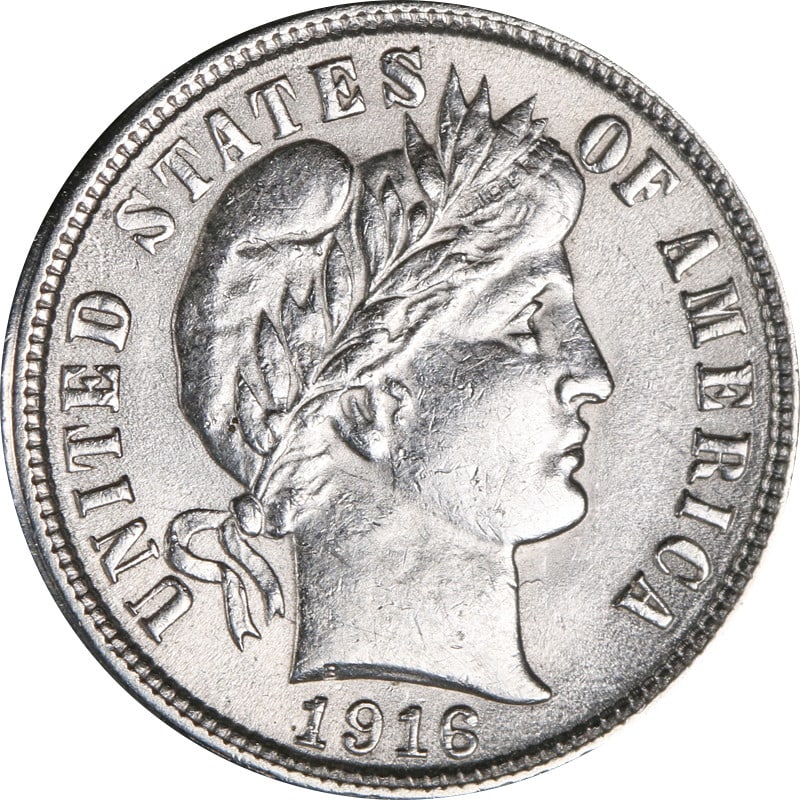 1916-P Barber Dime Silver Coin Circulated Philadelphia Mint (1 of 2)