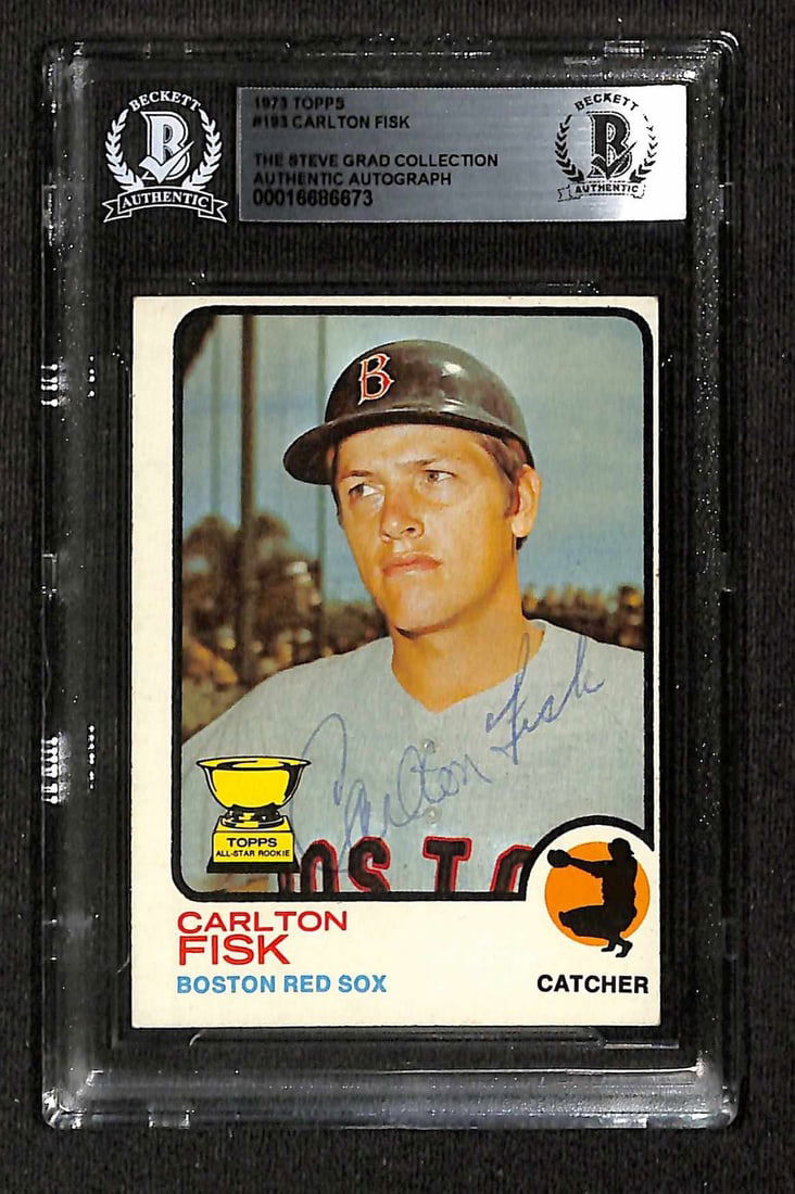 Carlton Fisk Signed 1973 Topps #193 Baseball Card Beckett Authenticated (1 of 1)