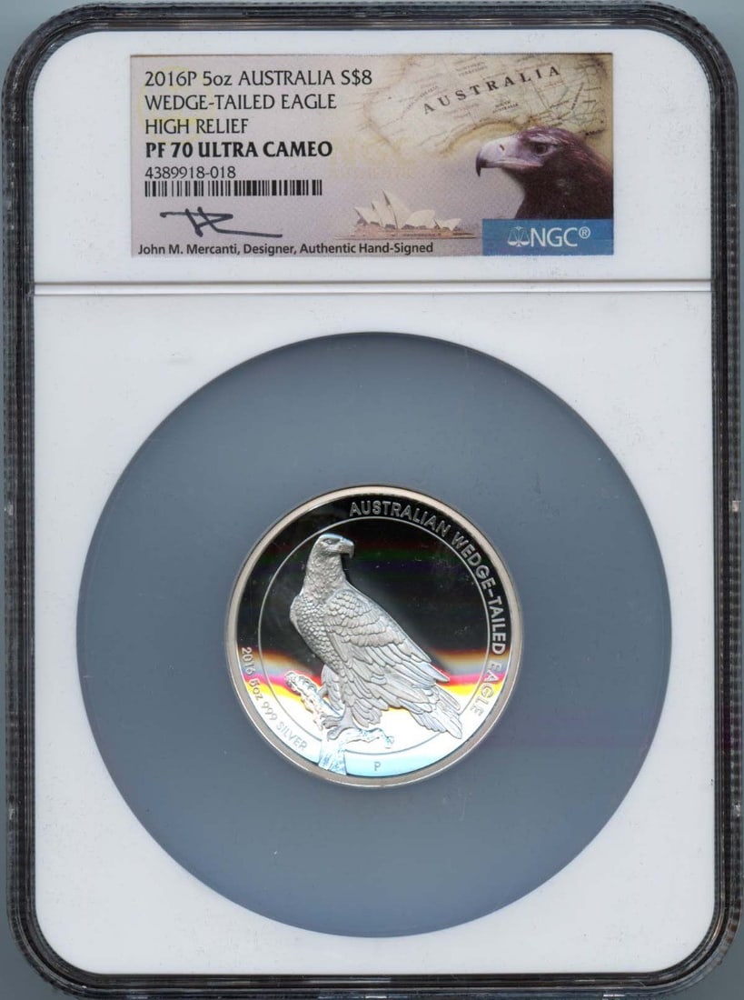2016P 5oz Australia Eagle High Relief S$8 NGC PR70DCAM with Box and COA (1 of 2)