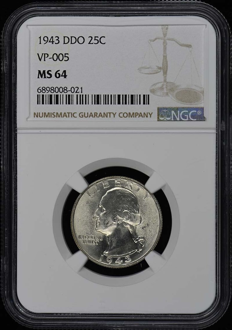 1943 DDO Washington Quarter NGC MS64 Uncirculated Coin (1 of 4)