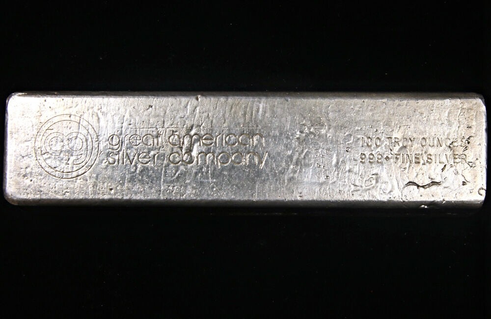 Poured 100 oz Silver Bar .999 Fine Great American Silver Company (1 of 3)