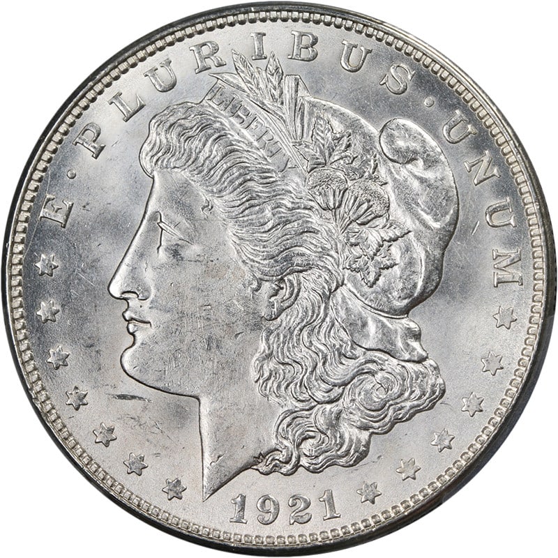 PCGS MS63 1921-D Morgan Dollar Uncirculated Silver Coin (1 of 4)