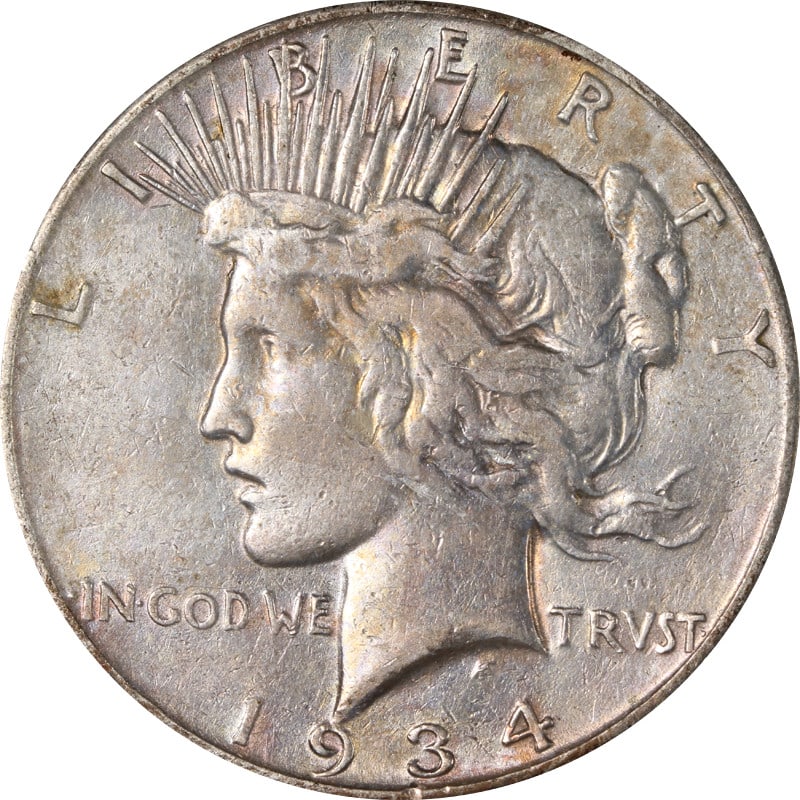 1934-S Peace Dollar 90% Silver Circulated Coin (1 of 2)