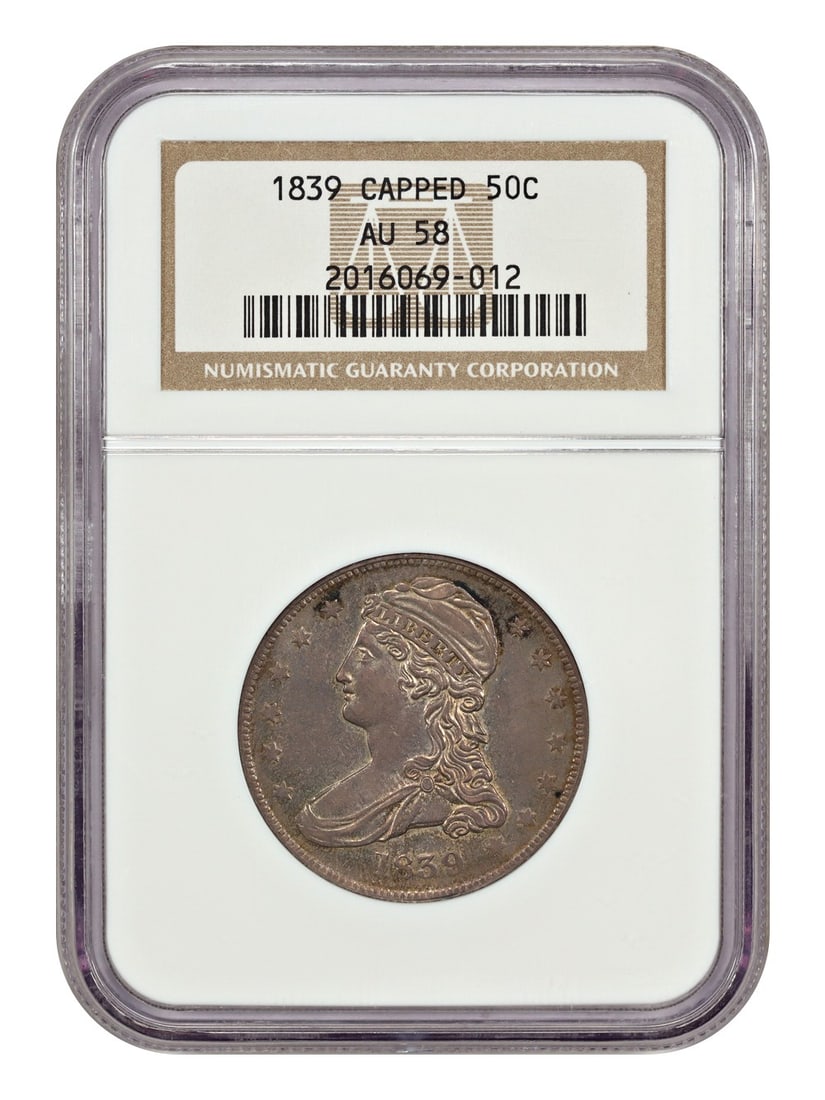 1839 Capped Bust Half Dollar NGC AU58 Certified Coin (1 of 4)