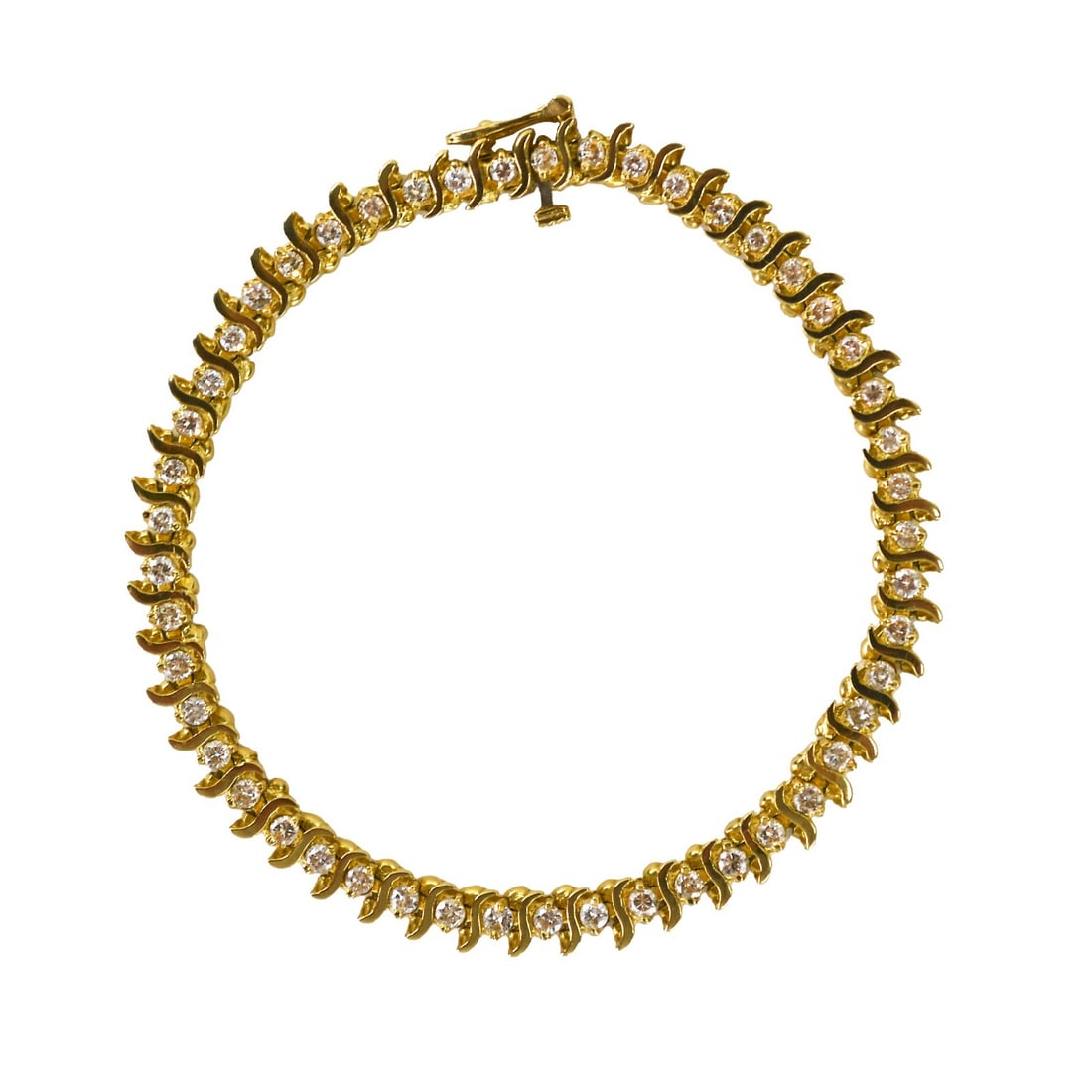 14K Yellow Gold 1.50ct Diamond Tennis Bracelet Natural Stones (1 of 6)