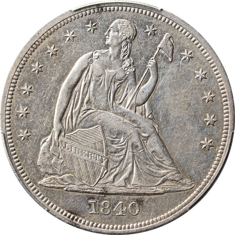 1840 Seated Liberty Dollar PCGS AU Detail Silver Coin (1 of 4)
