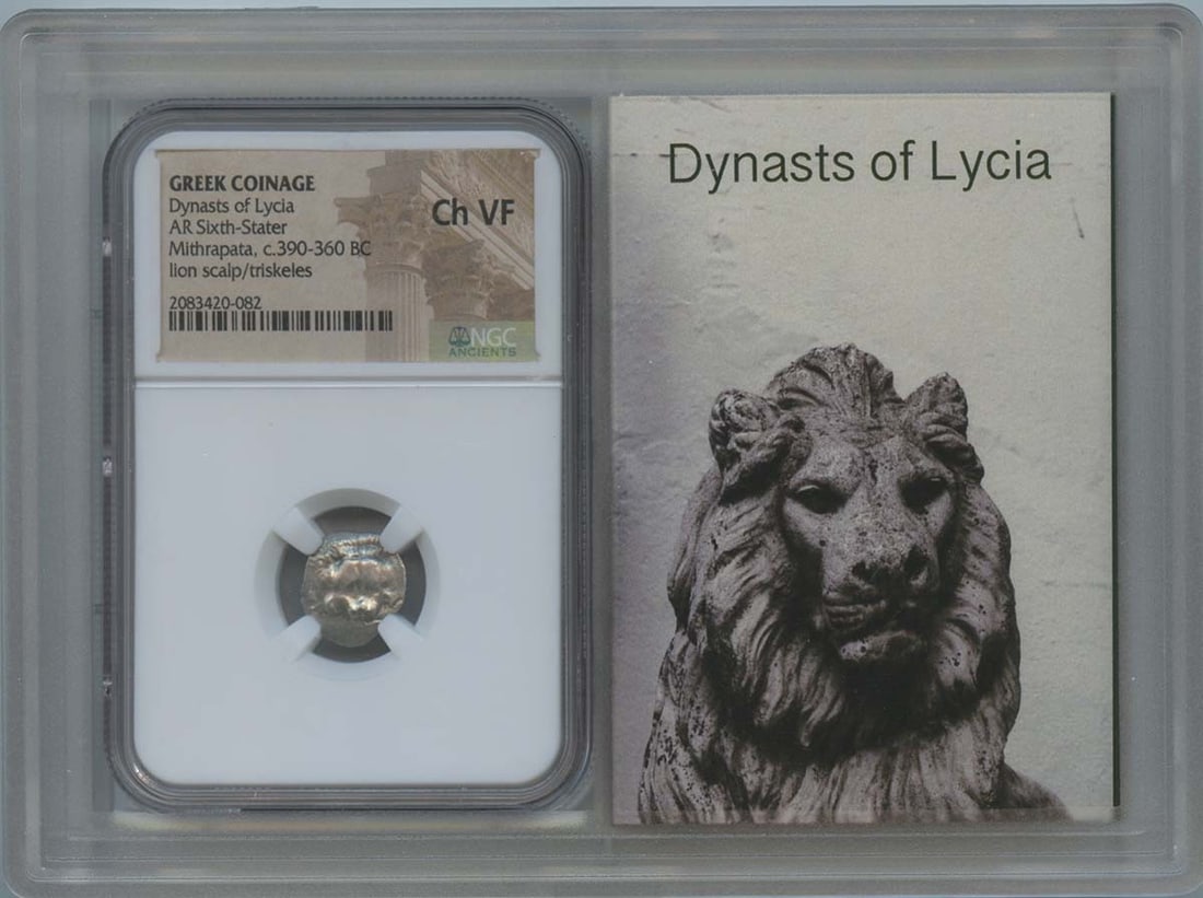 Lycia Dynasts AR Sixth Stater Coin NGC VF35 Certified: Lycia Dynasts AR Sixth Stater Coin NGC VF35 Certified This is a Dynasts of Lycia AR Sixth Stater from ancient Greece, certified by NGC with a grade of VF35, indicating its very fine condition. The coi