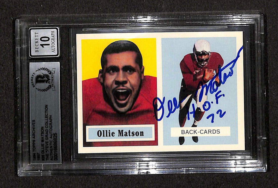 Ollie Matson Autographed 1994 Topps Archives 1957 #26 Card Beckett Grade 10 (1 of 1)