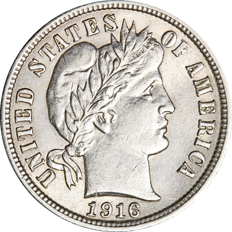 1916-P Barber Dime Silver Circulated Coin 0.9 Fineness (1 of 2)