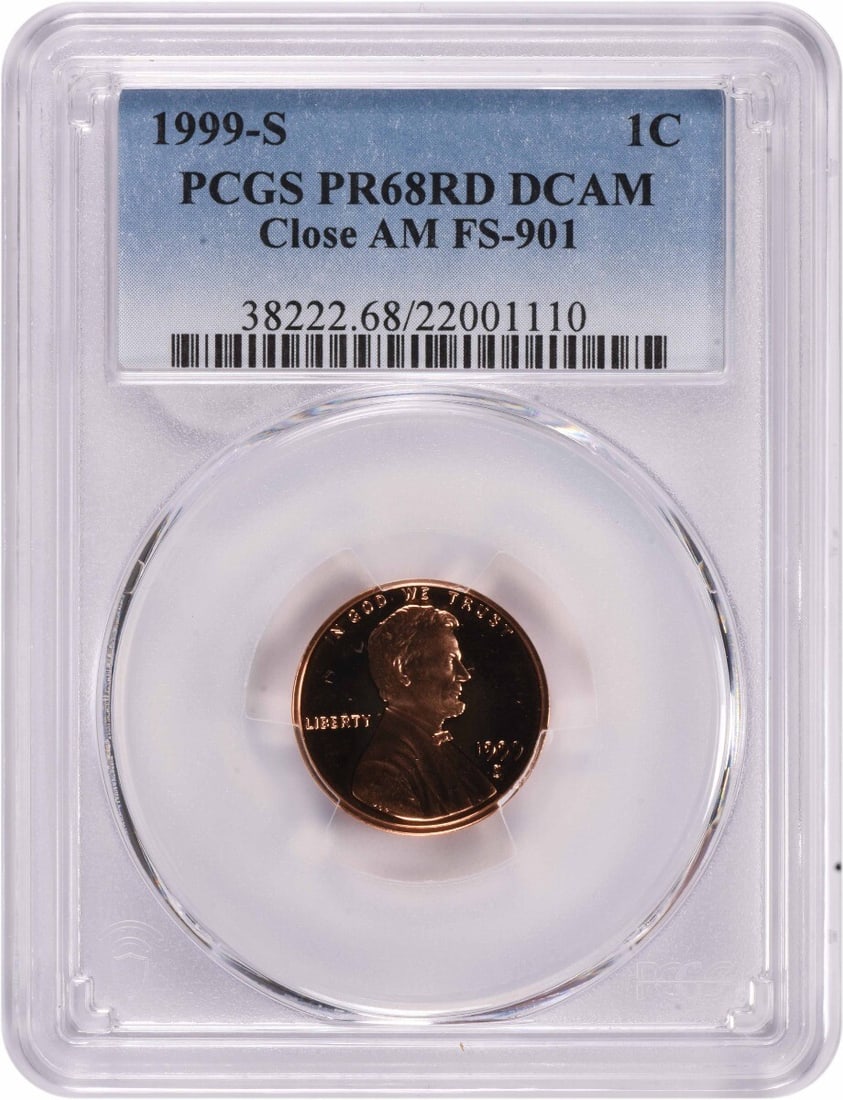 1999-S Lincoln Cent Close AM FS-901 PR68RD DCAM PCGS Uncirculated (1 of 2)