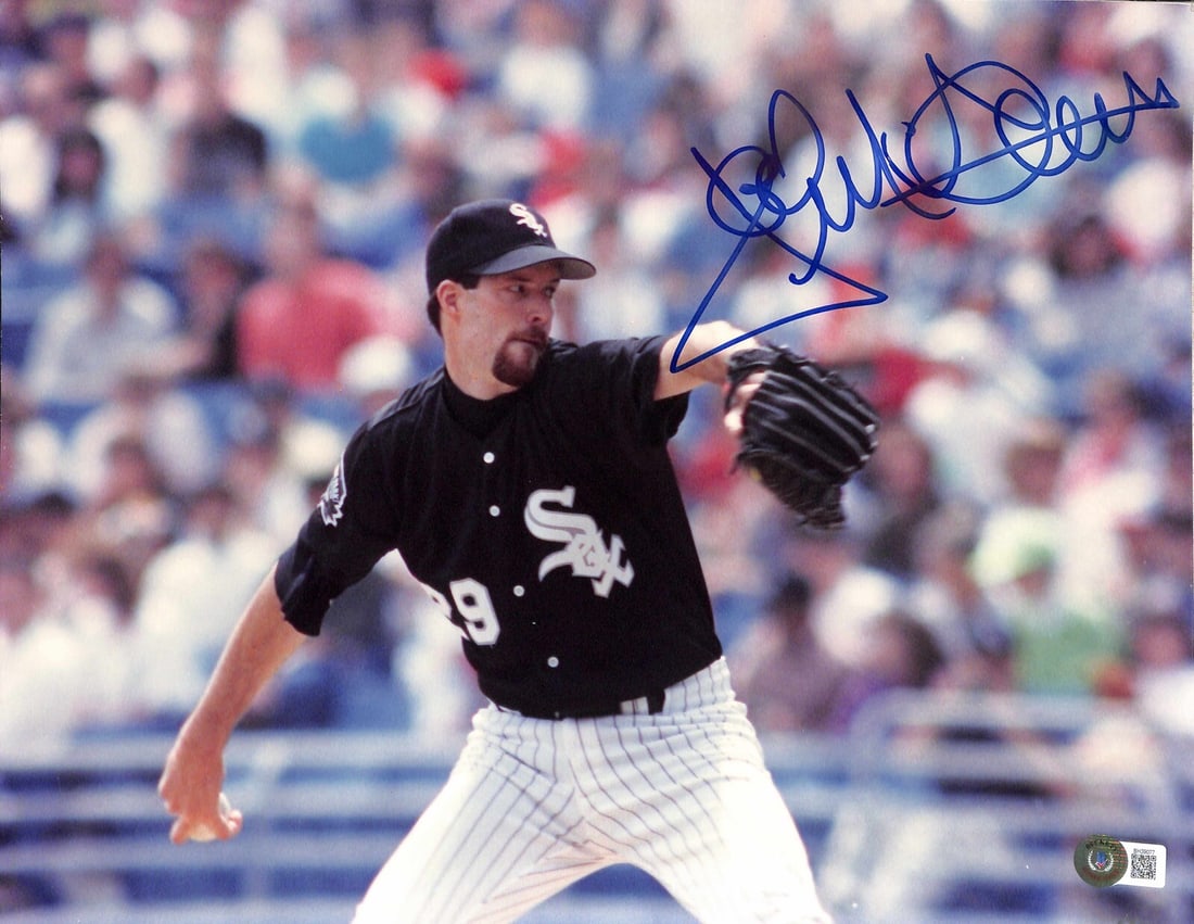 Jack McDowell Signed 11x14 Photo Chicago White Sox Beckett Certified: Jack McDowell Signed 11x14 Photo Chicago White Sox Beckett Certified This is an autographed 11x14 photograph of Chicago White Sox pitcher Jack McDowell, signed in blue permanent marker. The signature