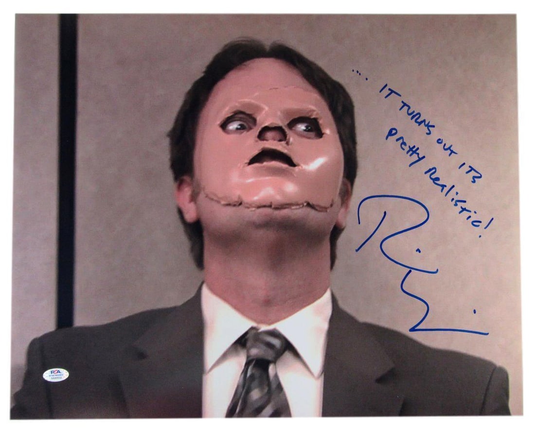 Rainn Wilson Signed Dwight Schrute 16x20 Photo PSA/DNA Authentic: Rainn Wilson Signed Dwight Schrute 16x20 Photo PSA/DNA Authentic This authentic 16x20 photo features Rainn Wilson as Dwight Schrute from the iconic series 'The Office.' Hand-signed during a private si