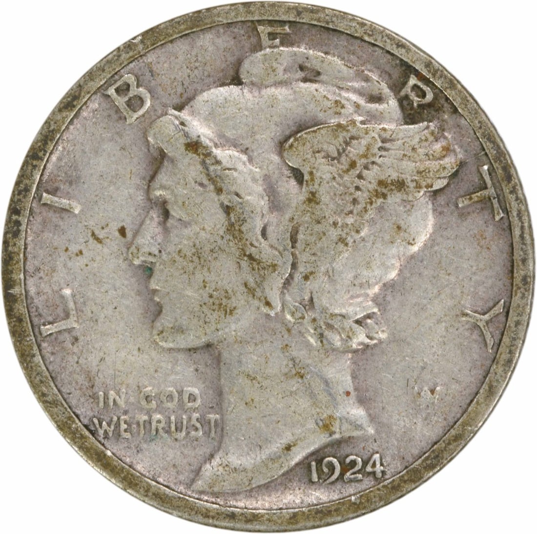 1924-S Mercury Dime 10C EF Uncertified Silver Coin (1 of 2)