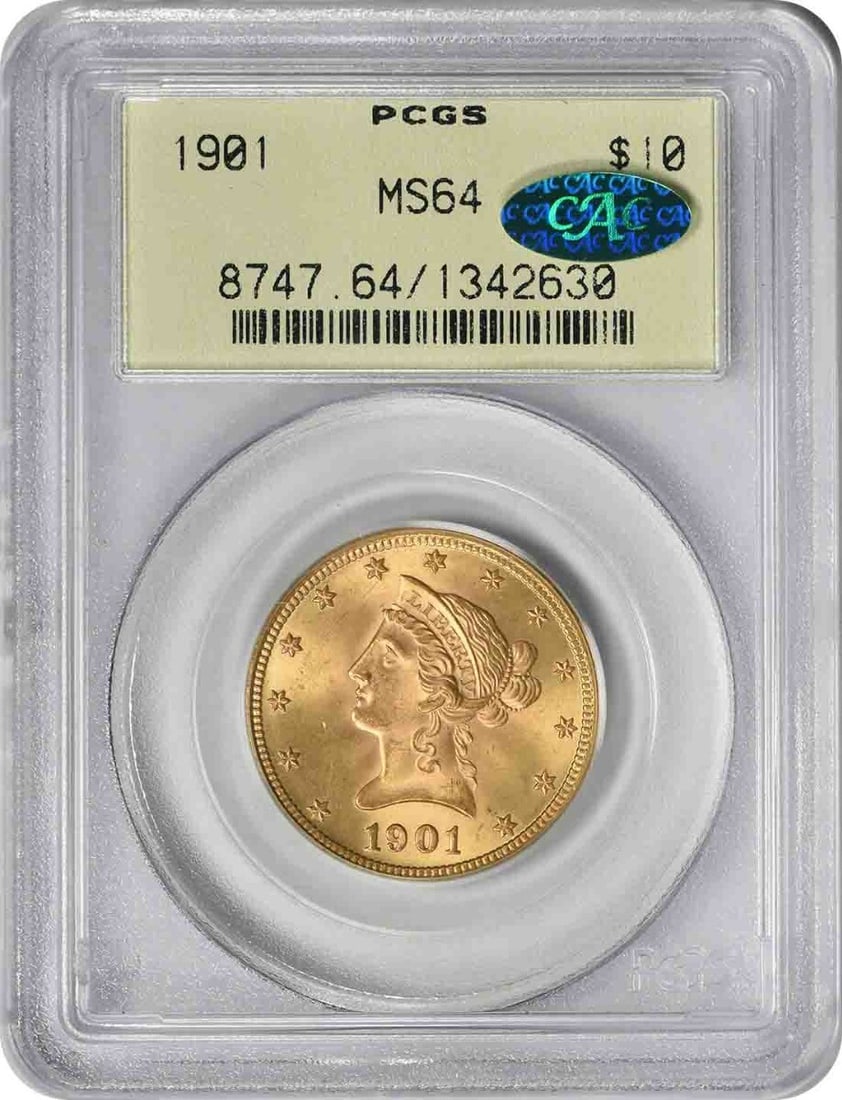 1901 $10 Gold Liberty Head Coin MS64 PCGS OGH CAC (1 of 4)