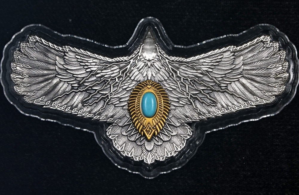 2 Oz Silver 2024 Cameroon Thunderbird UHR With Gold Gilding OGP and COA (1 of 3)