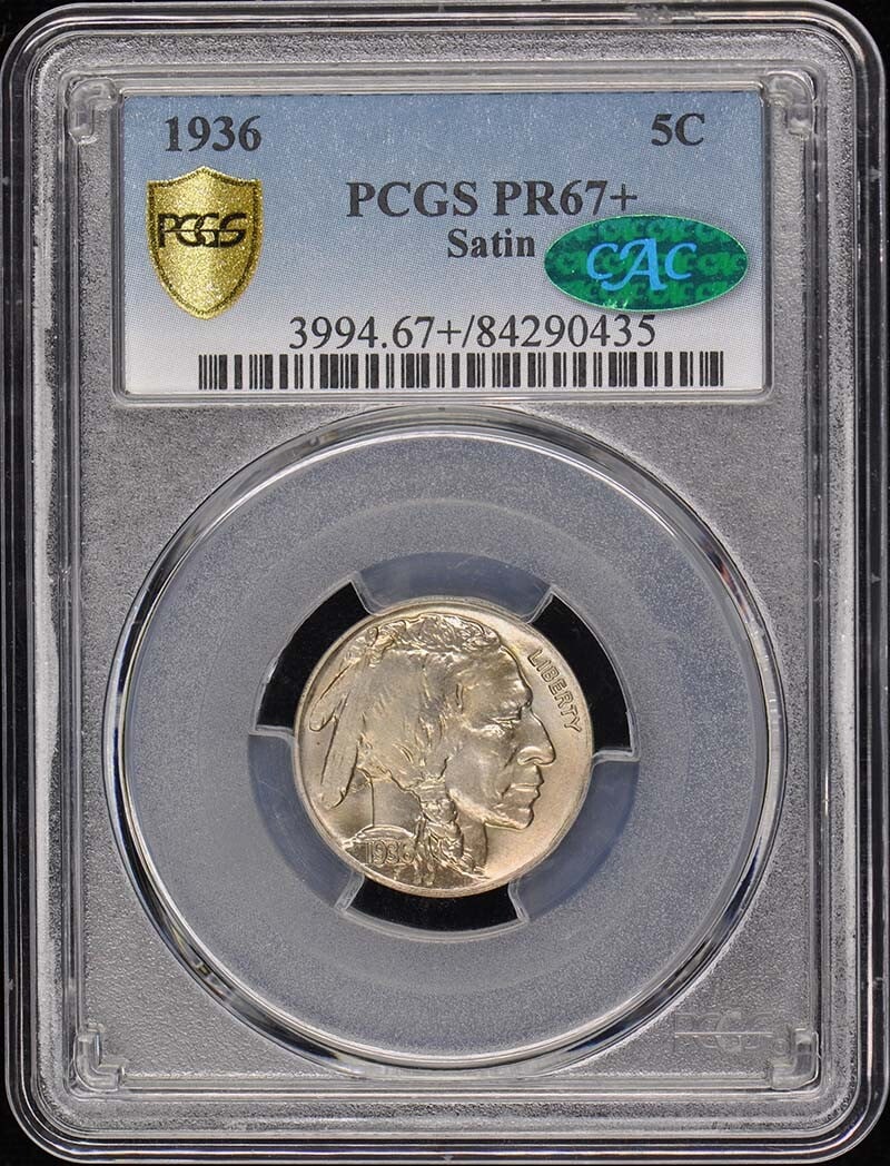 1936 Satin Buffalo Nickel PCGS PR67+ CAC Certified (1 of 5)