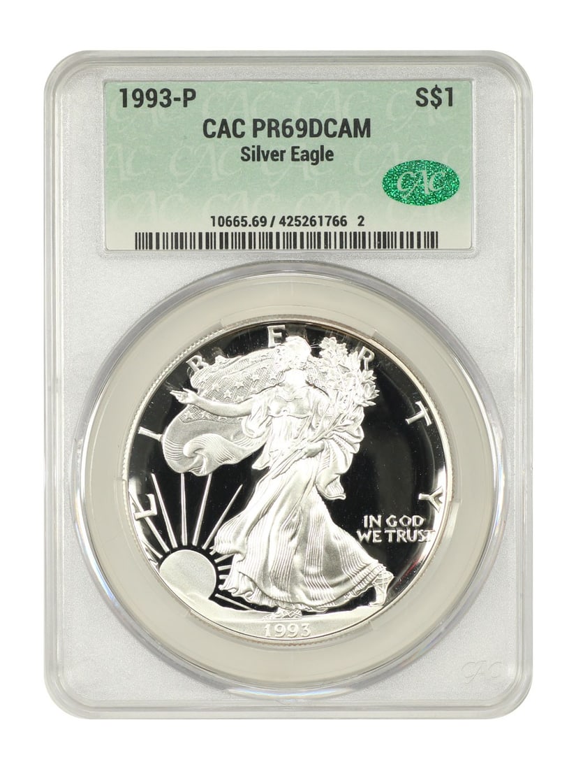 1993 Proof Silver Eagle Dollar CACG PR69DCAM Philadelphia Mint (1 of 2)