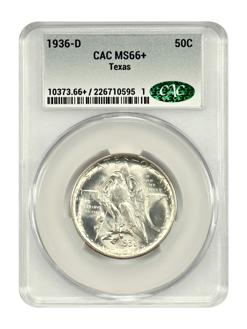1936-D 50C Texas CACG MS66+ Classic Silver Commemorative Low Mintage (1 of 4)