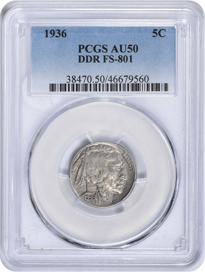 1936 Buffalo Nickel AU50 PCGS Certified KM 134 Nickel Coin: 1936 Buffalo Nickel AU50 PCGS Certified KM 134 Nickel Coin This 1936 Buffalo Nickel is graded AU50 by PCGS, ensuring its quality and authenticity. It features the classic buffalo design, a hallmark of
