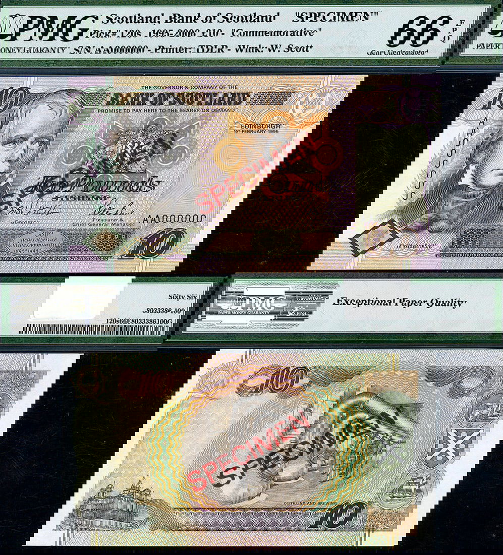 1995-2006 Scotland 10 Pound Banknote Gem PMG CU66 EPQ (1 of 3)