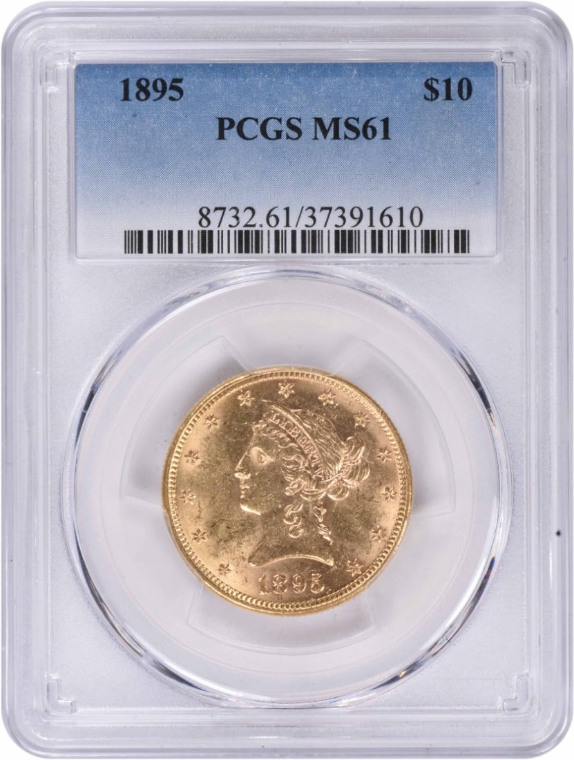 1895 Gold $10 Liberty Head MS61 PCGS Uncirculated Coin (1 of 4)