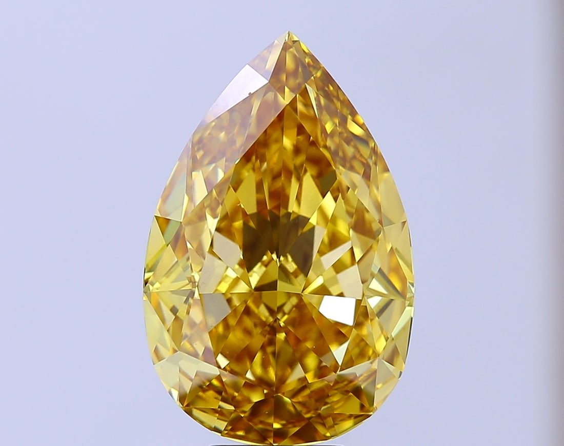 Loose Diamond - PEAR 11.13ct Fancy Vivid Yellow VVS2: Loose Diamond - PEAR 11.13ct Fancy Vivid Yellow VVS2 Source: This is a real non-mined Diamond that has been grown in a lab Shape: PEAR Carats: 11.13 Color: Fancy Vivid Yellow Certification: IGI Video: