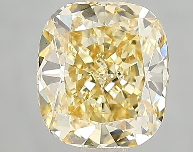 Loose Diamond - CUSHION MODIFIED 1.53ct Fancy Intense Yellow VS1: Loose Diamond - CUSHION MODIFIED 1.53ct Fancy Intense Yellow VS1 Source: This is a real non-mined Diamond that has been grown in a lab Shape: CUSHION MODIFIED Carats: 1.53 Color: Fancy Intense