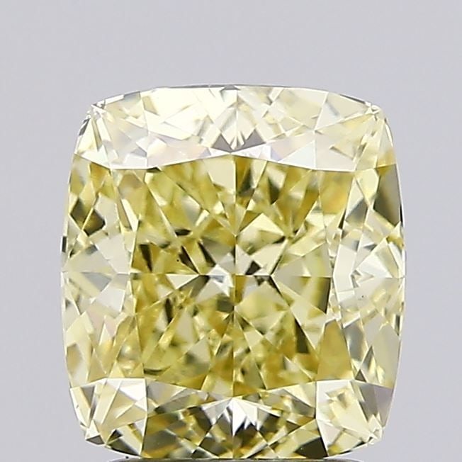 Loose Diamond - CUSHION MODIFIED 2.51ct Fancy Yellow VS1: Loose Diamond - CUSHION MODIFIED 2.51ct Fancy Yellow VS1 Source: This is a real non-mined Diamond that has been grown in a lab Shape: CUSHION MODIFIED Carats: 2.51 Color: Fancy Yellow Certification: I