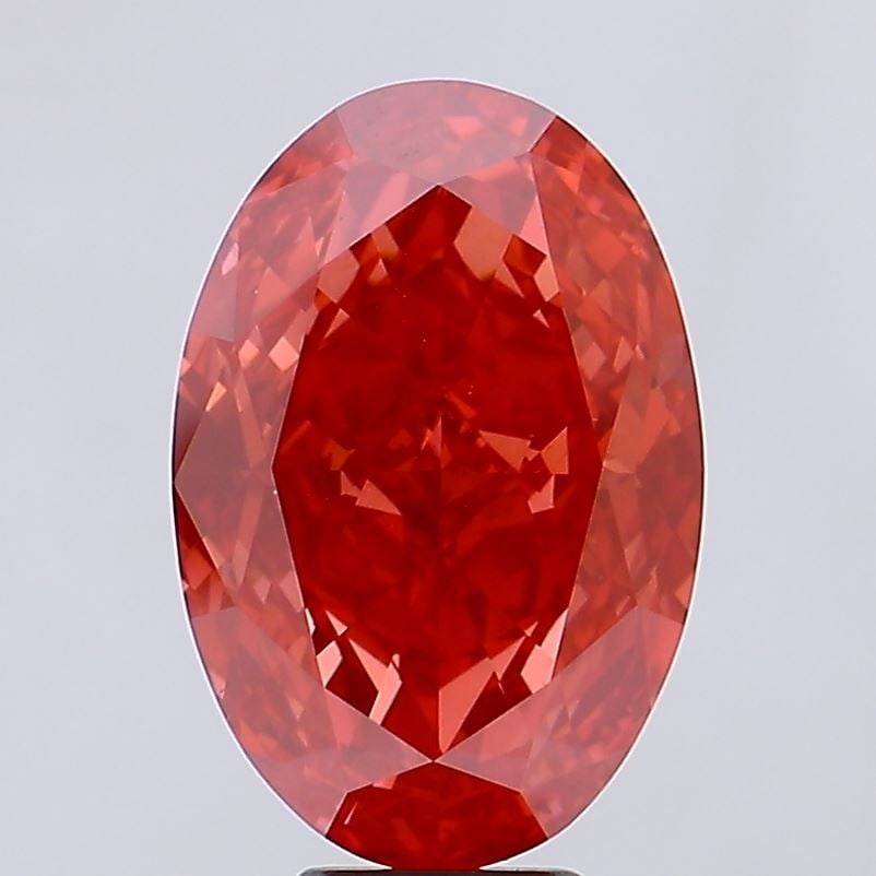 Loose Diamond - OVAL 10.64ct Fancy Vivid Red VS1: Loose Diamond - OVAL 10.64ct Fancy Vivid Red VS1 Source: This is a real non-mined Diamond that has been grown in a lab Shape: OVAL Carats: 10.64 Color: Fancy Vivid Red Certification: IGI Video: